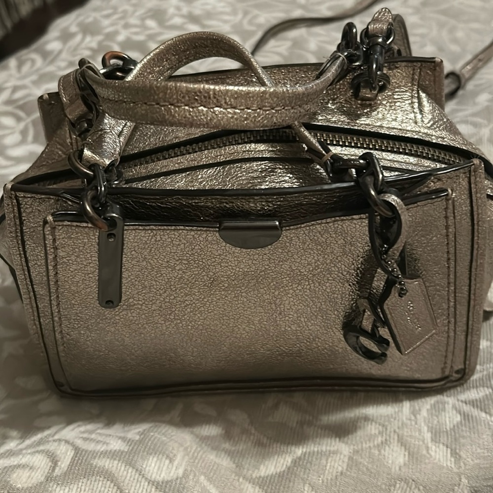 Silver Cross Body COACH Purse with Side Bags